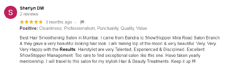Hair Straightening Review ShowStopper Salon Mira Road 2