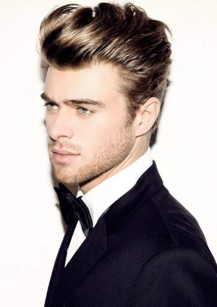 Short Straight Golden Brunette and Dark Blonde Two-Tone Hairstyle for Men